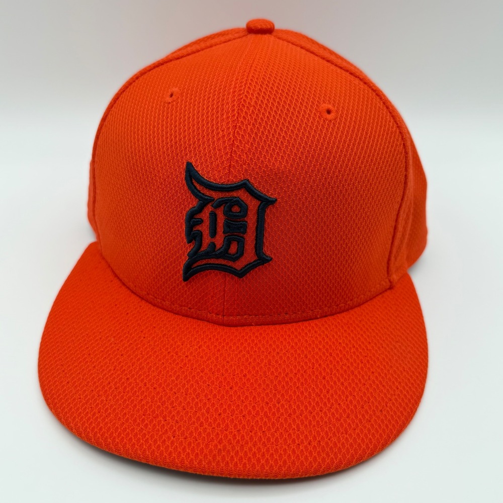 New Era Detroit Tigers MLB Baseball‎ Cap Orange Navy Blue Fitted Size 7 1/4 New